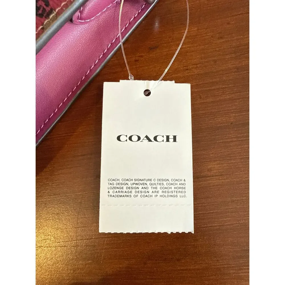 Coach Slim Crossbody Bag Optional Chain in Signature Canvas with Bow Print | NWT